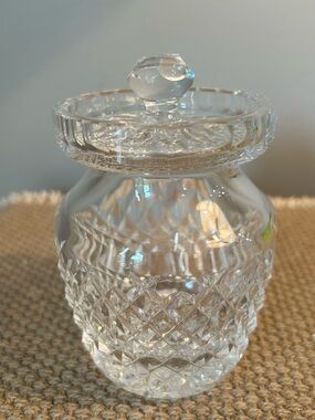 Waterford Diamond Cut Crystal Alana Jam Honey Jelly Jar w/Lid 4 5/8''